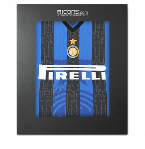 Javier Zanetti Front Signed Internazionale 1998 Home Shirt In Deluxe Packaging