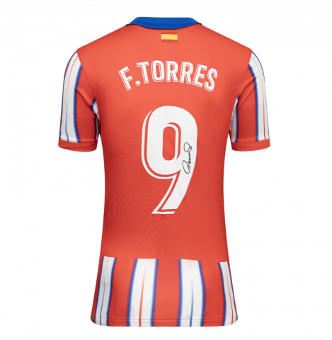 Fernando Torres Back Signed Atletico Madrid 2024-25 Home Shirt with Fan Style Number In Deluxe Packaging