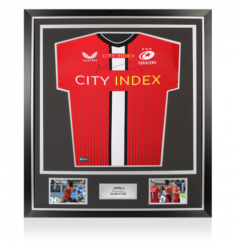 Maro Itoje Front Signed Saracens 2021-22 Away Shirt In Classic Frame