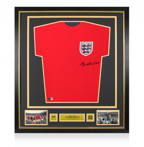 Sir Bobby Charlton Official 1966 FIFA World Cup™ Front Signed and Framed England 1966 Shirt