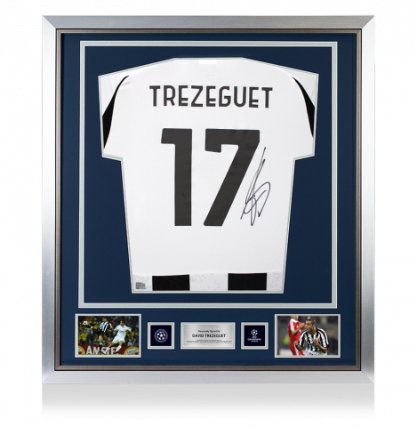 David Trezeguet Official UEFA Champions League Back Signed and Framed Juventus 2024-25 Home Shirt with Fan Style Numbers