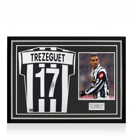 David Trezeguet Back Signed Juventus 2001-02 Home Shirt  In Hero Frame: Option 1
