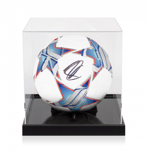 Zlatan Ibrahimovic Signed UEFA Champions League Football In Acrylic Case