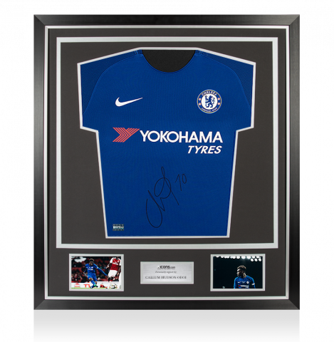 Callum Hudson-Odoi Front Signed Chelsea 2017-18 Home Shirt In Classic Frame