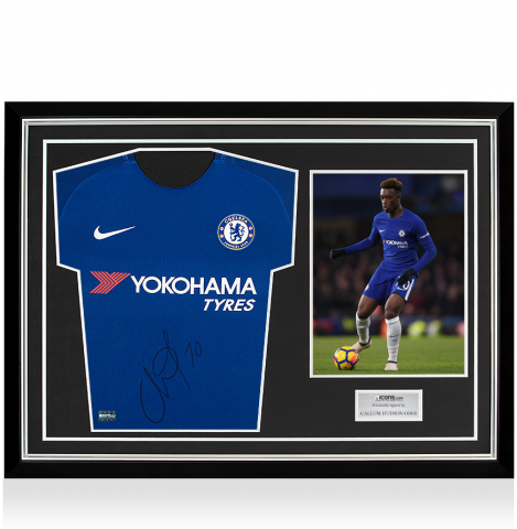 Callum Hudson-Odoi Front Signed Chelsea 2017-18 Home Shirt In Hero Frame: Option 1