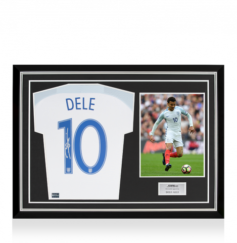 Dele Alli Back Signed England 2016 Home Shirt: Number 10 Edition Home Shirt In Hero Frame: Option 1
