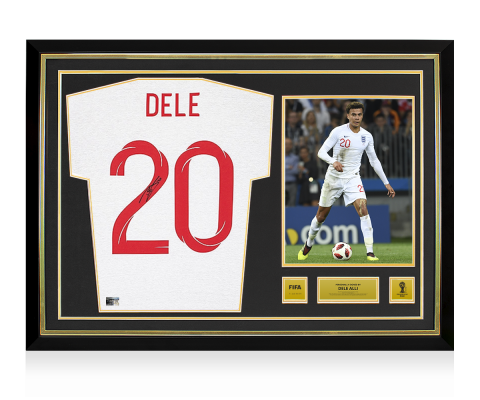Dele Alli Official 2018 FIFA World Cup™ Back Signed and Hero Framed England 2018-19 Style T-Shirt