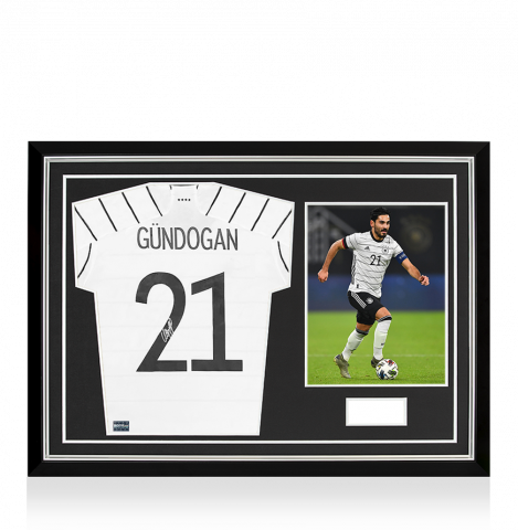 Ilkay Gundogan Back Signed Germany 2020-21 Home Shirt With Fan Style Numbers In Hero Frame: Option 1