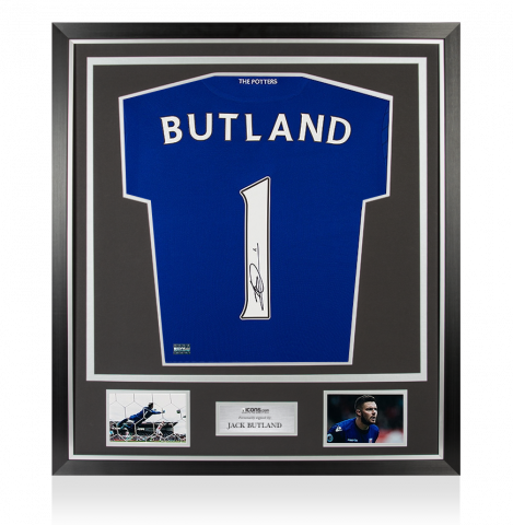 Jack Butland Back Signed Stoke City 2016-17 Goalkeeper Shirt In Classic Frame