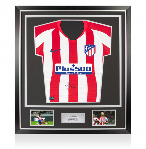 Joao Felix Front Signed Atletico Madrid 2019-20 Home Shirt In Classic Frame
