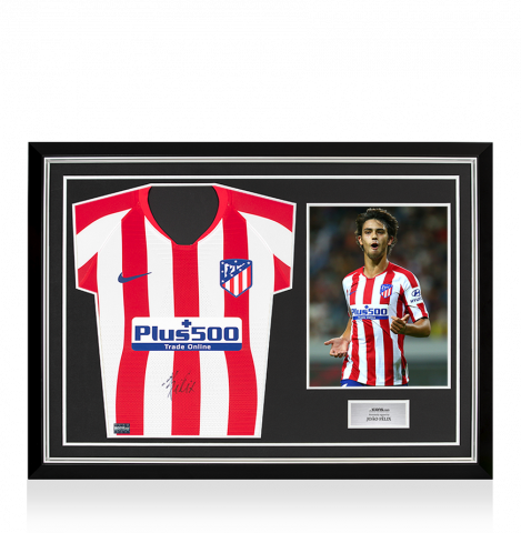 Joao Felix Front Signed Atletico Madrid 2019-20 Home Shirt In Hero Frame: Option 1