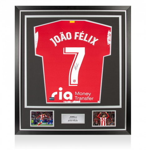 Joao Felix Back Signed Atletico Madrid 2021-22 Home Shirt In Classic Frame