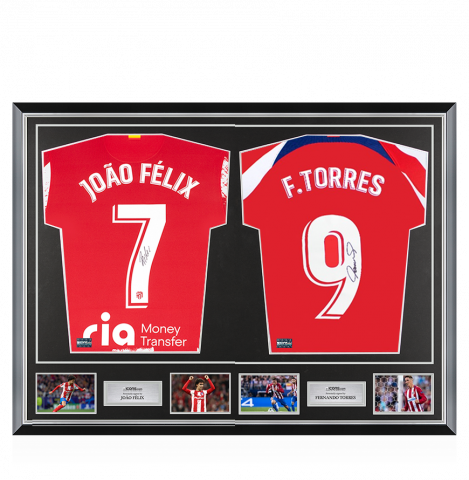 Joao Felix & Fernando Torres Signed Atletico Madrid Shirts In Classic Dual Frame