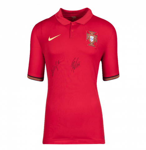 Bruno Fernandes & Joao Felix Signed Portugal 2020-21 Home Shirt: Fernandes "11" Edition