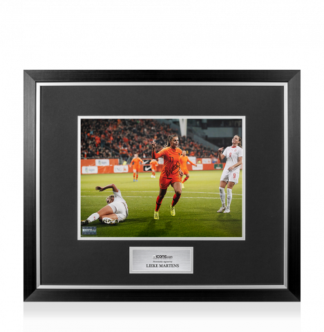 Lieke Martens Signed Netherlands Photo In Premium Photo Frame: FIFA World Cup Qualifier Goal vs Switzerland