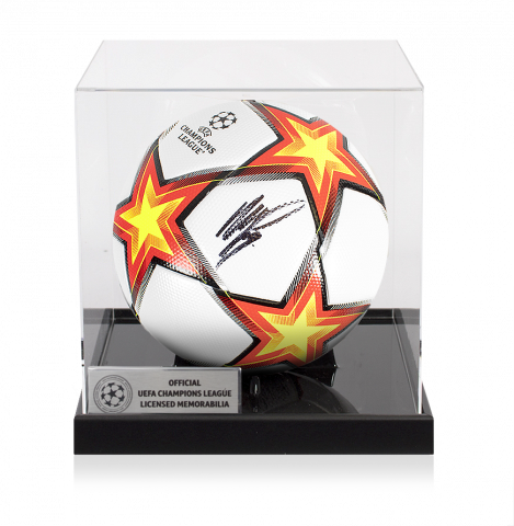 Memphis Depay Official UEFA Champions League Signed Football In Acrylic Case