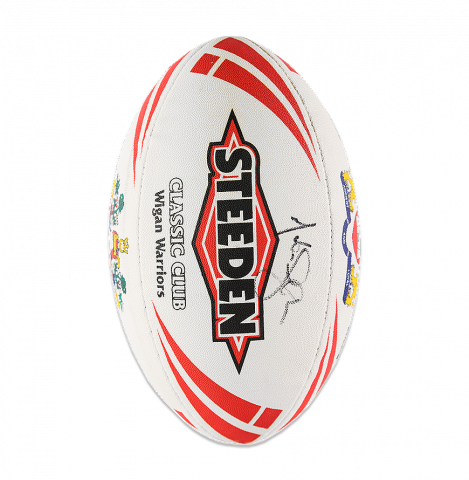 Martin Offiah Signed Wigan Warriors Rugby League Ball
