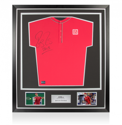 MATCH ISSUE Roger Federer Signed Red Uniqlo Shanghai Masters Shirt In Classic Frame