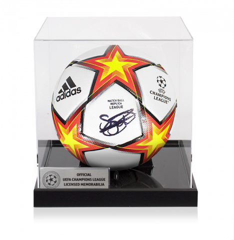 Sergino Dest Official UEFA Champions League Signed Football In Acrylic Case