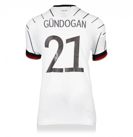Ilkay Gundogan Back Signed Germany 2020-21 Home Shirt With Fan Style Numbers
