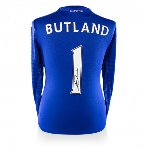 Jack Butland Back Signed Stoke City 2016-17 Goalkeeper Shirt