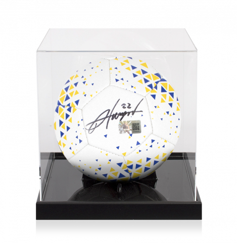 Jack Harrison Signed Leeds United Branded Football In Acrylic Case
