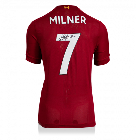 James Milner Back Signed Liverpool 2019-20 Home Shirt With Fan Style Numbers