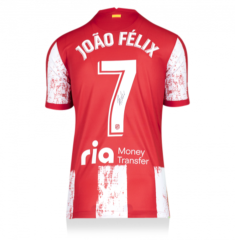 Joao Felix Back Signed Atletico Madrid 2021-22 Home Shirt
