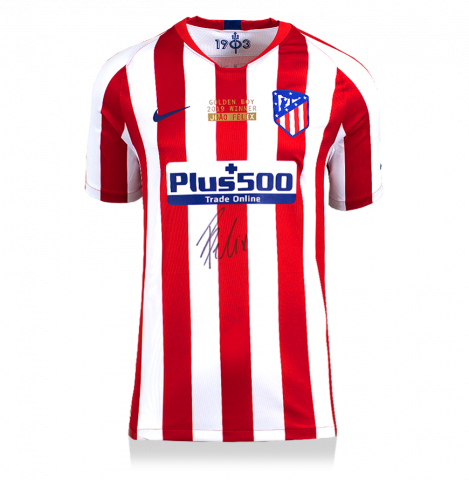 Joao Felix Front Signed Atletico Madrid 2019-20 Home Shirt: European Golden Boy Edition