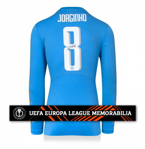 Jorginho Official UEFA Europa League Back Signed SSC Napoli 2016-17 Home Shirt