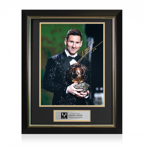Lionel Messi Official Signed and Framed Photo: 2021 Ballon d'Or Winner