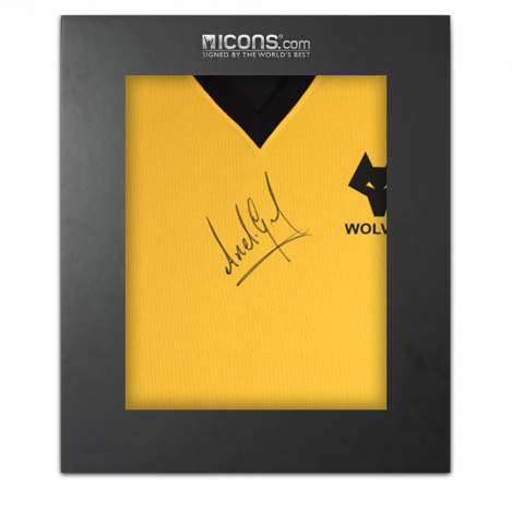 Andy Gray Front Signed Retro Wolverhampton Wanderers Home Shirt In Deluxe Packaging