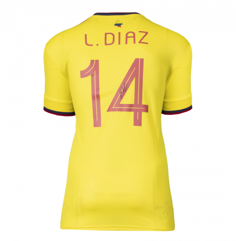 Luis Diaz Back Signed Colombia 2021-22 Home Shirt