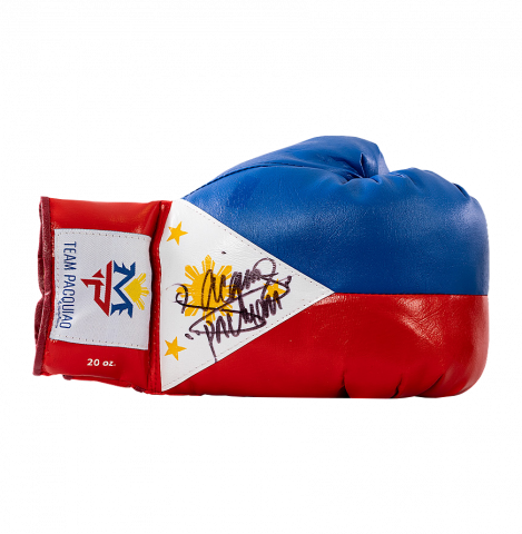 Manny Pacquiao Signed Blue, White and Red Team Pacquiao Boxing Glove