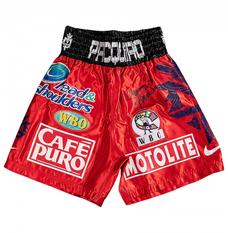 Manny Pacquiao Signed Red Boxing Shorts
