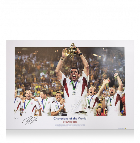 Martin Johnson Signed England Photo: 2003 Rugby World Cup Winner