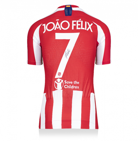 MATCH ISSUE Joao Felix Back Signed Atletico Madrid 2019-20 Home Shirt: UEFA Champions League Edition