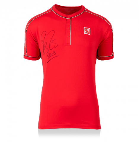 MATCH ISSUE Roger Federer Signed Red Uniqlo Shanghai Masters Shirt