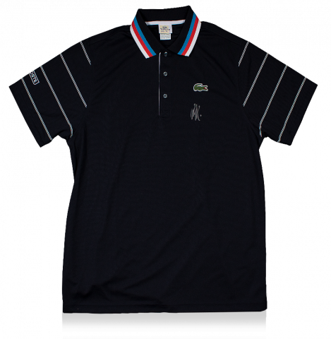 MATCH USED Andy Roddick Front Signed Black Lacoste Tennis Shirt: 2010 Australian Open