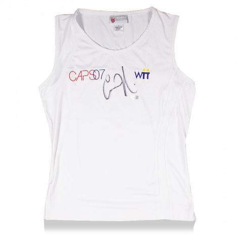 MATCH WORN Anna Kournikova Front Signed White K-Swiss Tennis Shirt