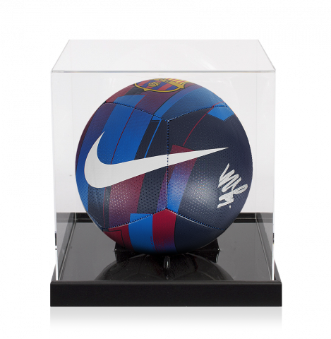 Memphis Depay Signed FC Barcelona Branded Football In Acrylic Case