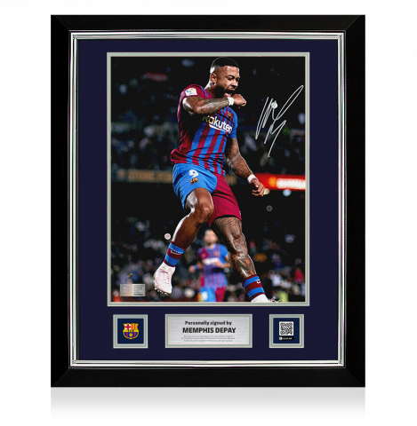Memphis Depay Official FC Barcelona Signed and Framed Photo