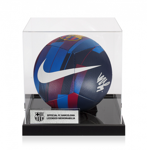 Memphis Depay Official FC Barcelona Signed FCB Branded Football In Acrylic Case