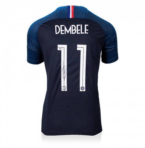 Ousmane Dembele Back Signed France 2018 Home Shirt