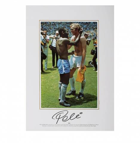 Pele Signed Brazil Photo: Swapping Shirts With Bobby Moore