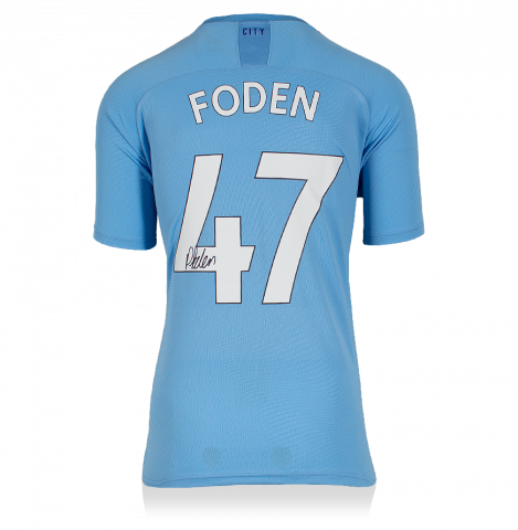 Phil Foden Signed Manchester City 2019-20 Home Shirt With Fan Style Numbers