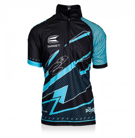 Phil 'The Power' Taylor Signed Blue and Black Darts Shirt