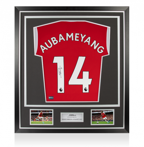 Pierre-Emerick Aubameyang Back Signed Arsenal 2019-20 Home Shirt In Classic Frame