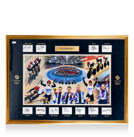 PRE-FRAMED London 2012 Olympics British Track Cycling Team Signed Cards