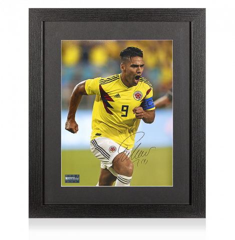 Radamel Falcao Signed Colombia Photo In Black Wooden Frame